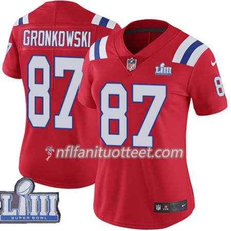 Nainen New England Patriots NFL Pelipaita Rob Gronkowski 87 Nike Punainen 2019 Super Bowl LIII 